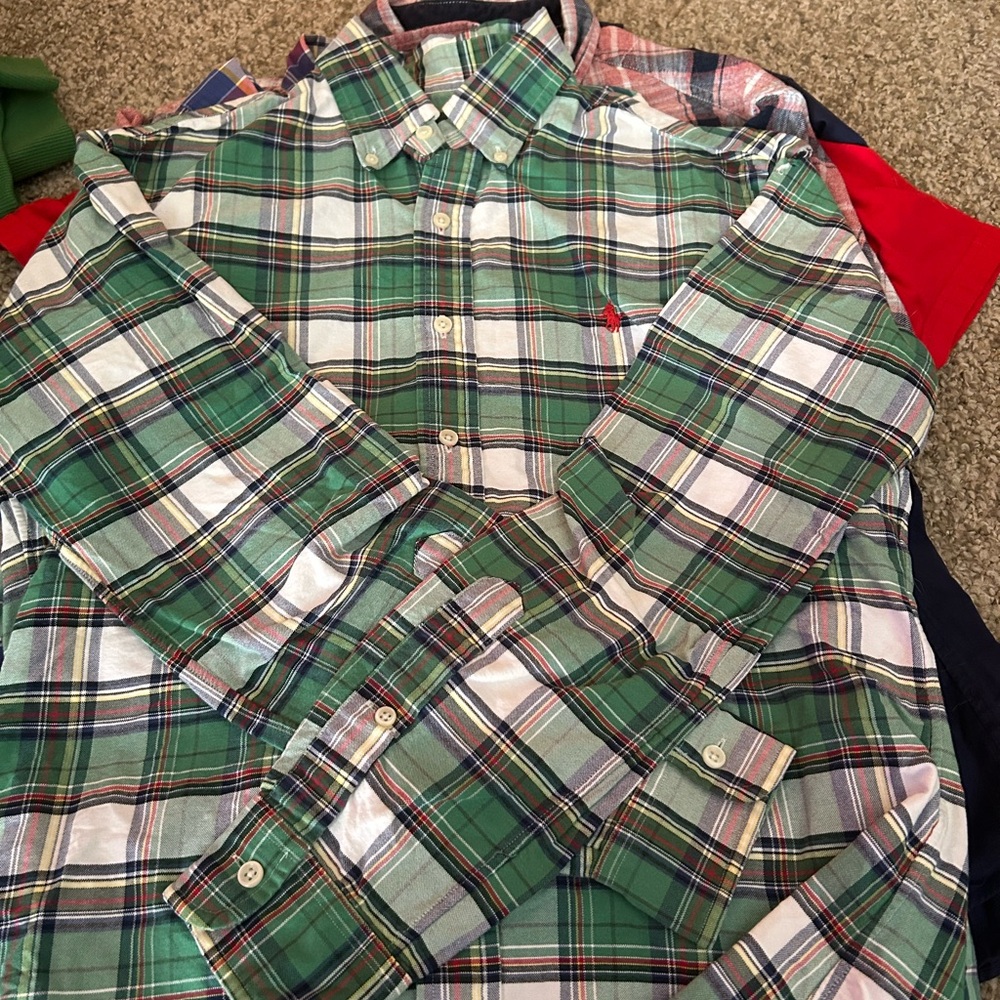 Polo by Ralph Lauren Green and White Plaid Button-Down Shirt